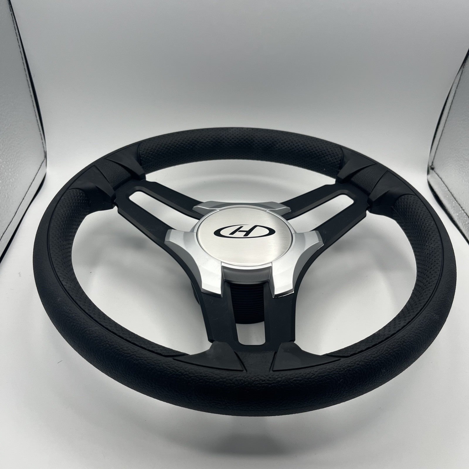 Gussi Italia Marine Steering Wheel Black Brush Metal Spokes | Harris Kayot