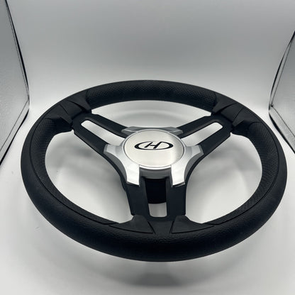 Gussi Italia Marine Steering Wheel Black Brush Metal Spokes | Harris Kayot