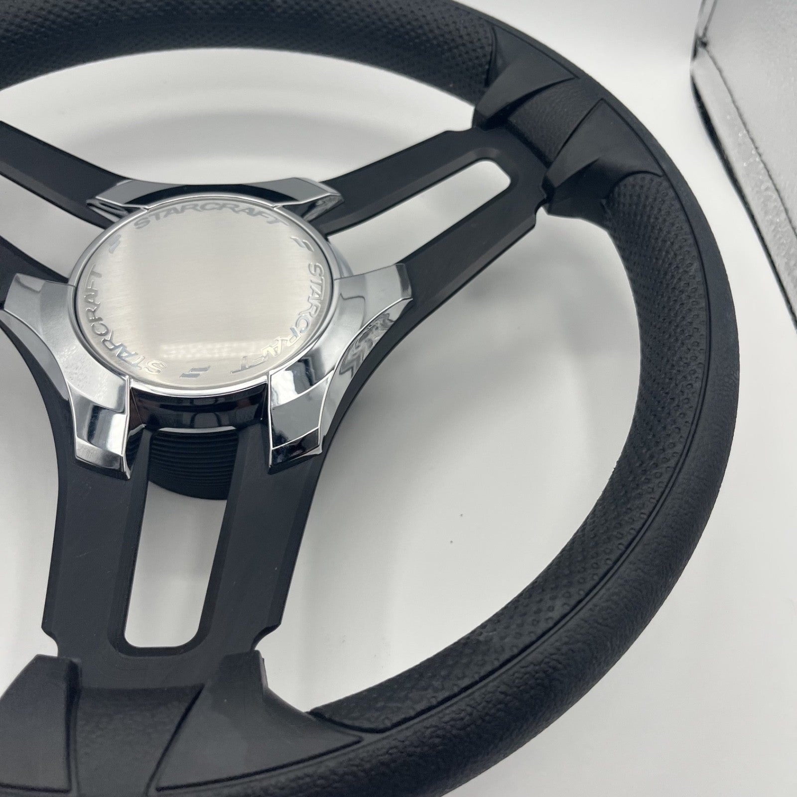 Gussi Italia Marine Steering Wheel Black Brush Metal Spokes | Starcraft