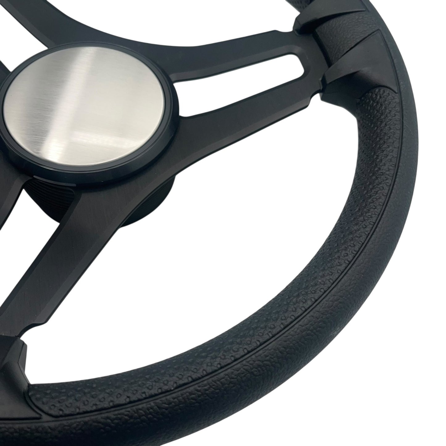 Gussi Italia Marine Steering Wheel Black Brushed Metal Spokes | Plain Dome