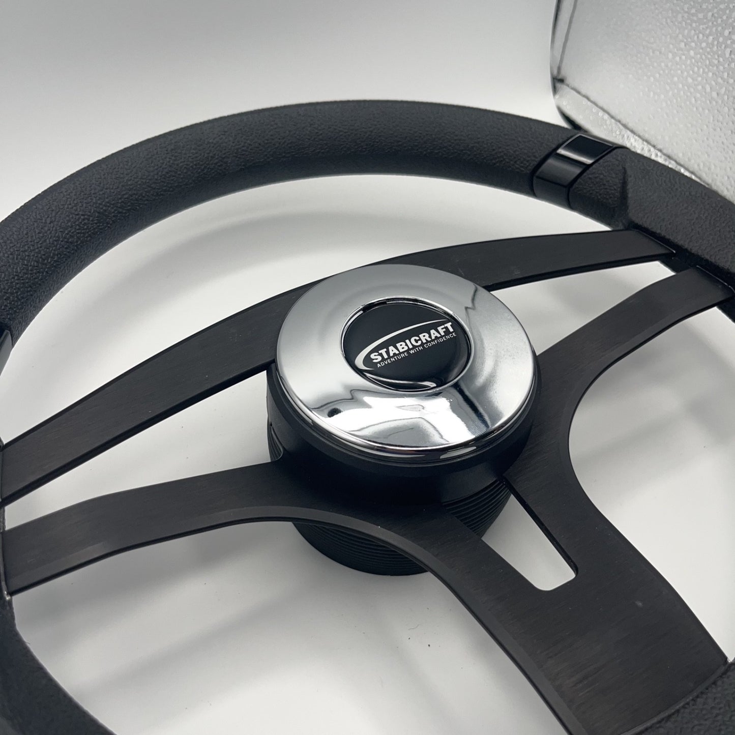 Badia Boat Steering Wheel Brushed Black Aluminum Spokes | Stabicraft