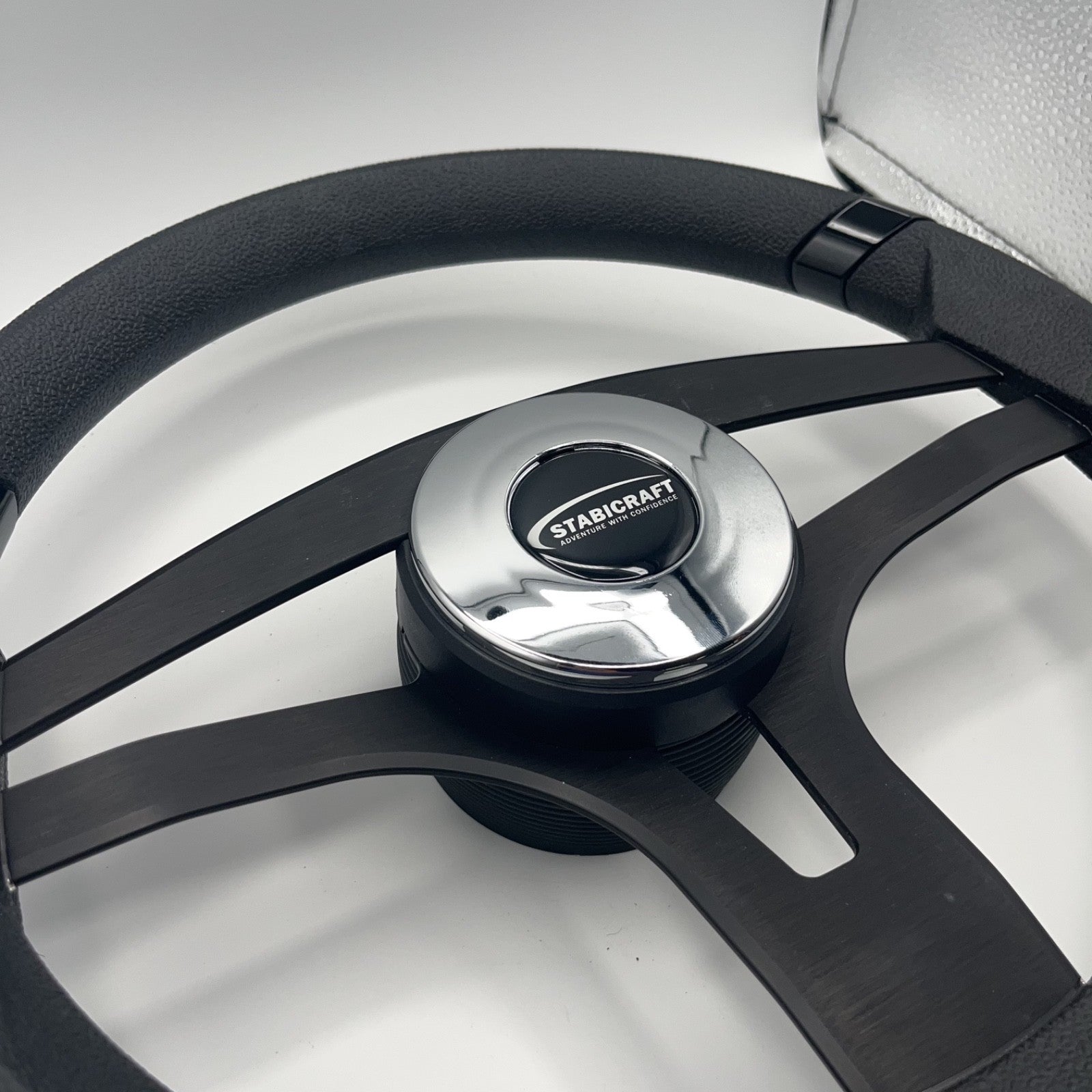 Badia Boat Steering Wheel Brushed Black Aluminum Spokes | Stabicraft