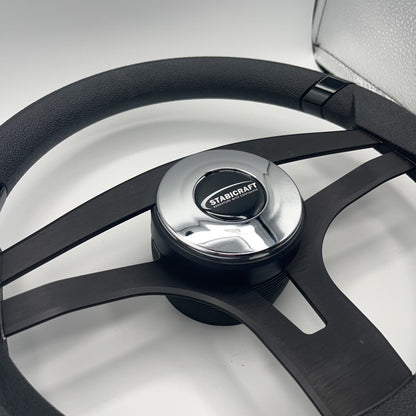 Badia Boat Steering Wheel Brushed Black Aluminum Spokes | Stabicraft
