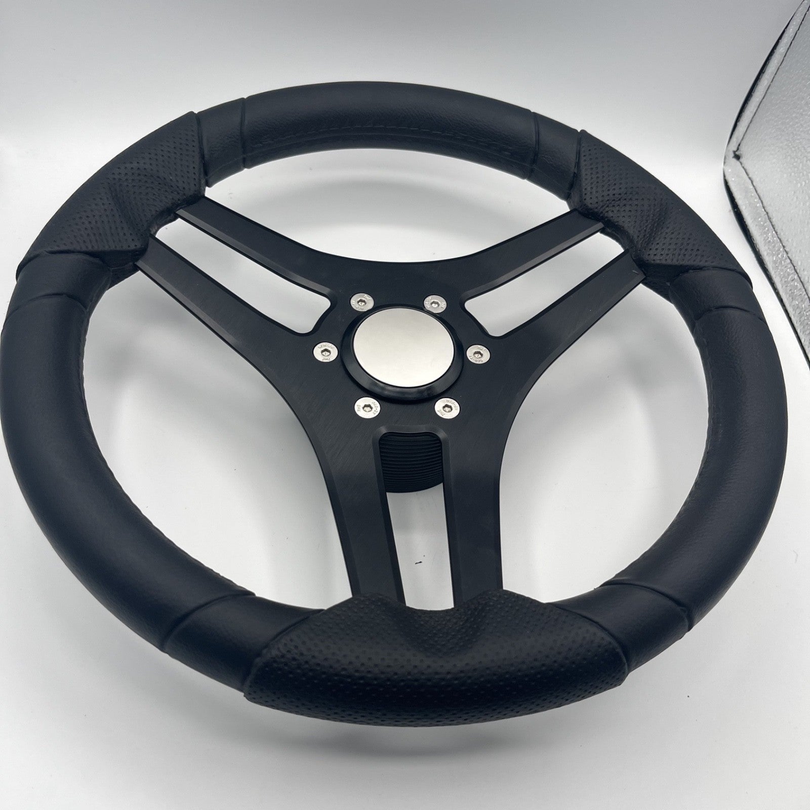Molinara Marine Steering Wheel Black Brushed Alum Spokes | Blank Style