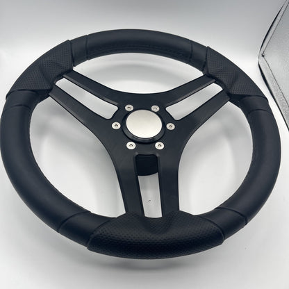 Molinara Marine Steering Wheel Black Brushed Alum Spokes | Blank Style