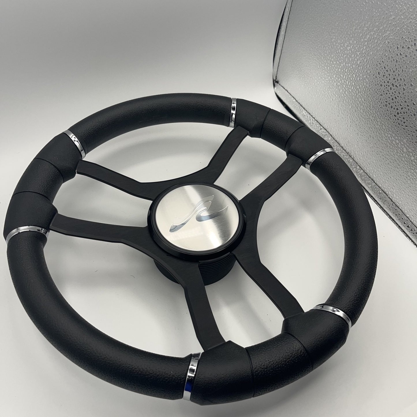 Malera Boat Steering Wheel Black Aluminum Spokes | SeaRay Boats