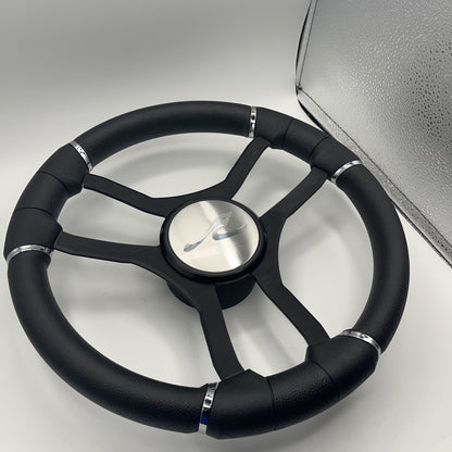 Malera Boat Steering Wheel Black Aluminum Spokes | SeaRay Boats