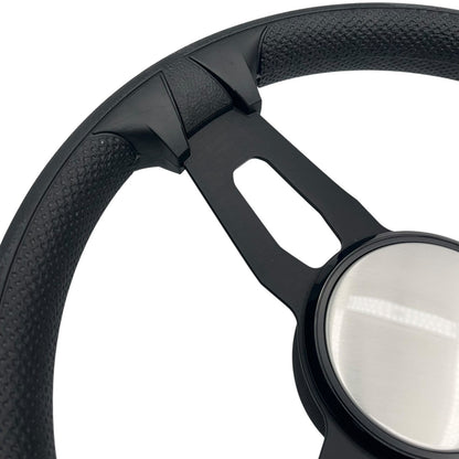 Model 15 Marine Steering Wheel Black Brushed Aluminum Spokes | Blank Dome