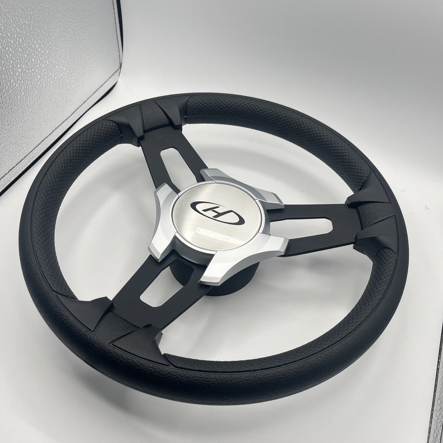Gussi Italia Boat Model 15 Steering Wheel Black Brushed Alum Spokes | Harris
