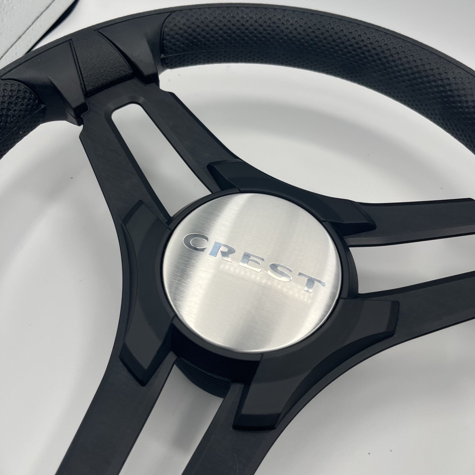 Gussi Italia Marine Steering Wheel Black Brush Metal Spokes | Crest