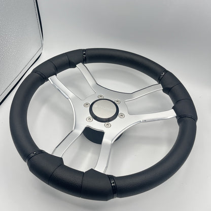 Malera Boat Steering Wheel Chrome Spokes | Snap in Stainless Gussi Cap