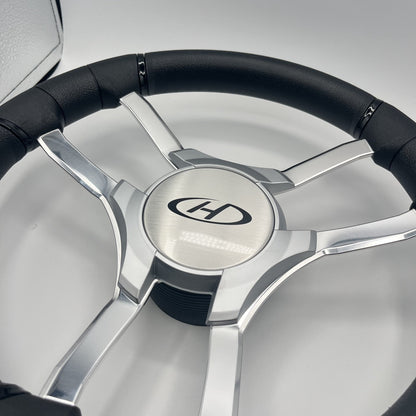 Malera Boat Steering Wheel Chrome Spokes | Harris Kayot Gray Star