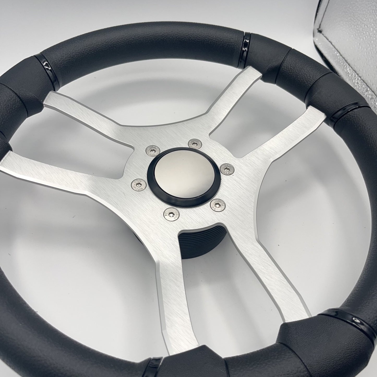 Malera Boat Steering Wheel Brushed Aluminum Spokes | Blank Snap-in