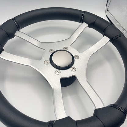 Malera Boat Steering Wheel Brushed Aluminum Spokes | Blank Snap-in