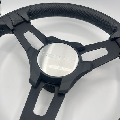Gussi Italia Boat Model 15 Steering Wheel Black Brushed Alum Spokes |Blk Crest
