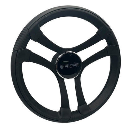 Benaco Boat Steering Wheel Black Brushed Aluminum Spokes