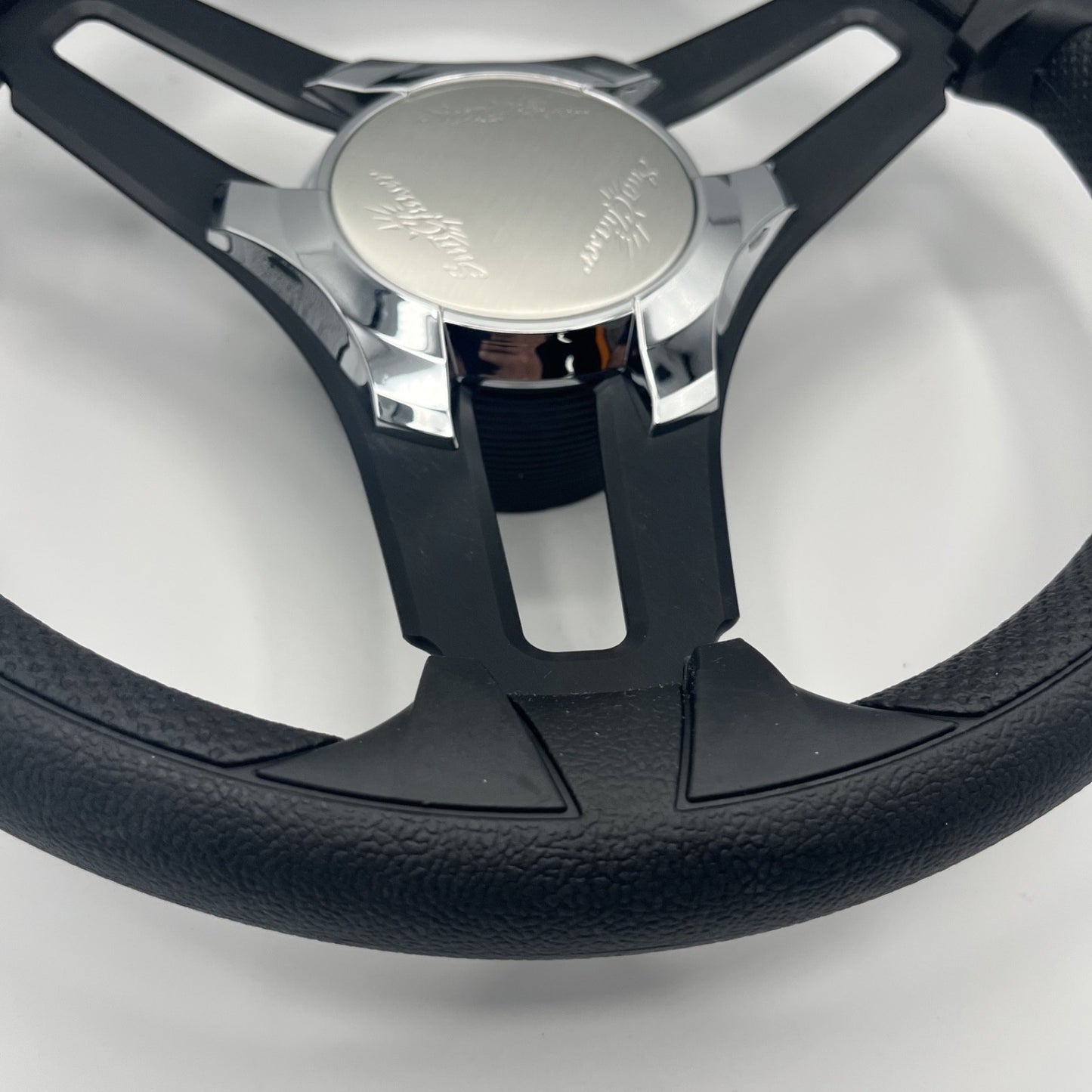 Gussi Italia Marine Steering Wheel Black Brush Metal Spokes | Sun Chaser