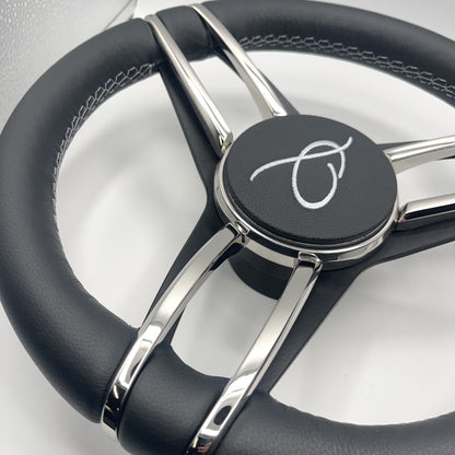Gussi Italia Boat Steering Wheel Stainless Steel Spoke Leather Rim | APEX Boats