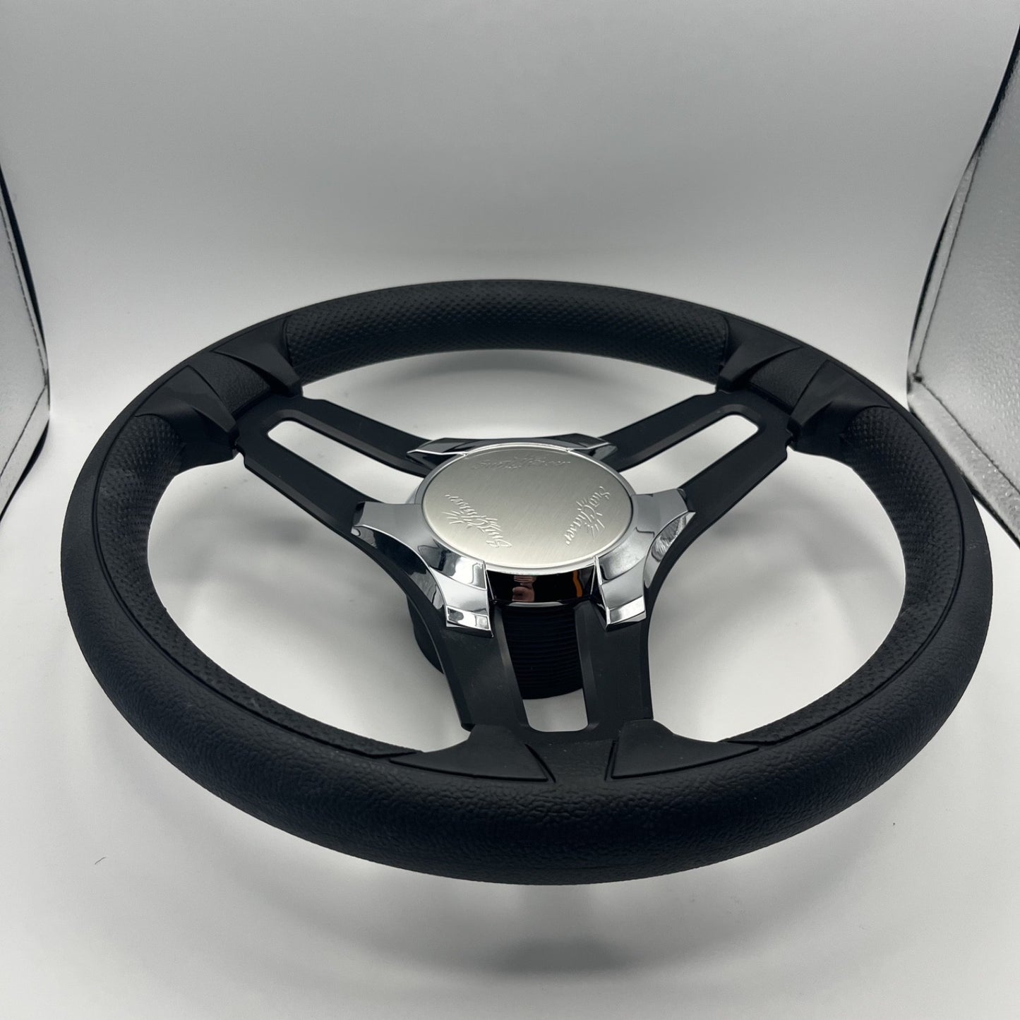 Gussi Italia Marine Steering Wheel Black Brush Metal Spokes | Sun Chaser