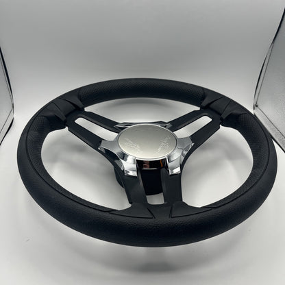Gussi Italia Marine Steering Wheel Black Brush Metal Spokes | Sun Chaser