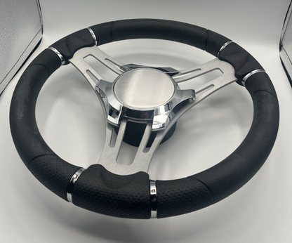 Verona Boat Steering Wheel Gray Brushed Aluminum Spokes