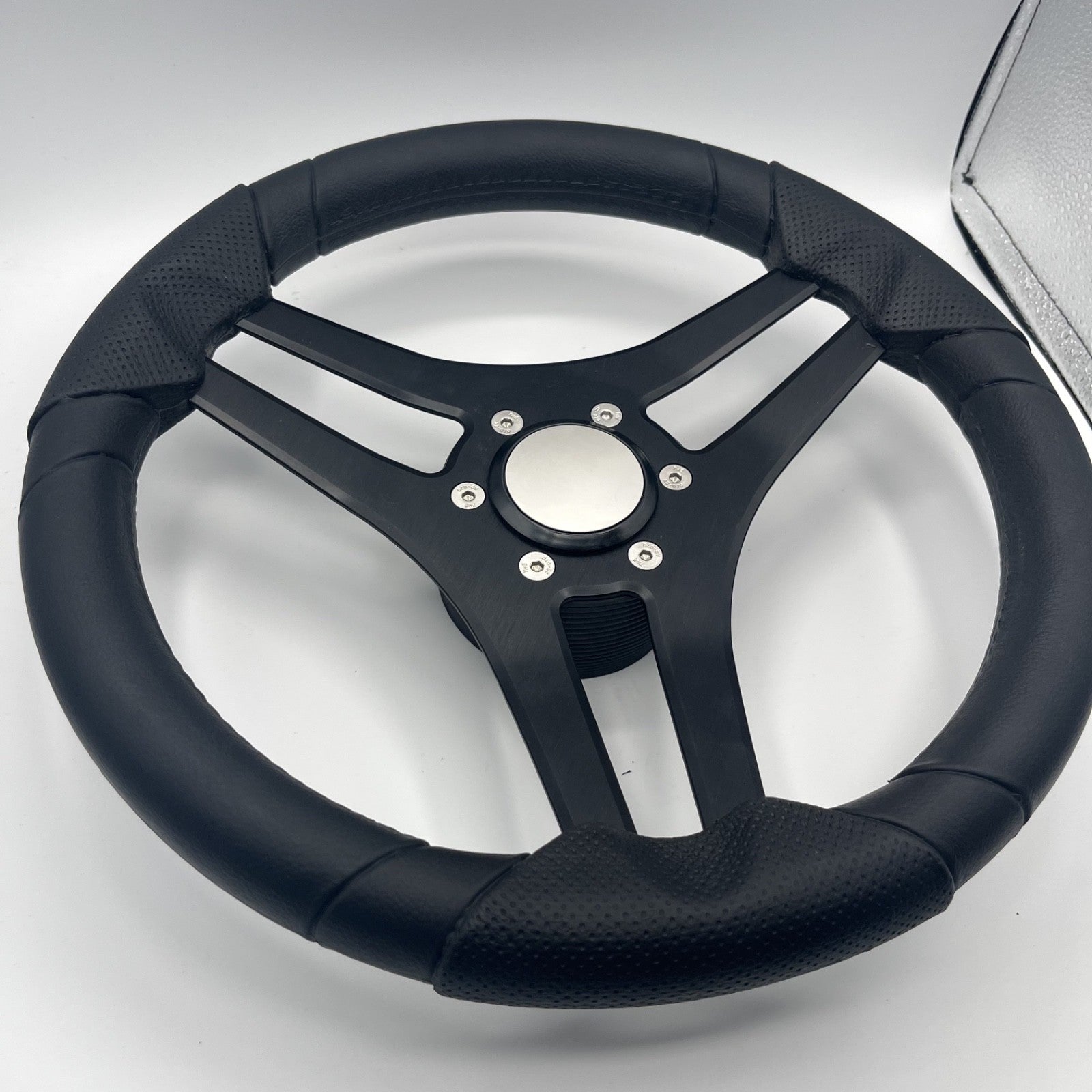 Molinara Marine Steering Wheel Black Brushed Alum Spokes | Blank Style
