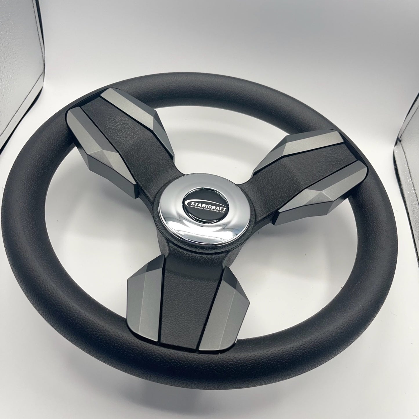 Collina Boat Steering Wheel Dark Gray Inserts - Stabicraft - Keyed ONLY