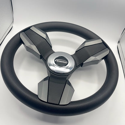 Collina Boat Steering Wheel Dark Gray Inserts - Stabicraft - Keyed ONLY