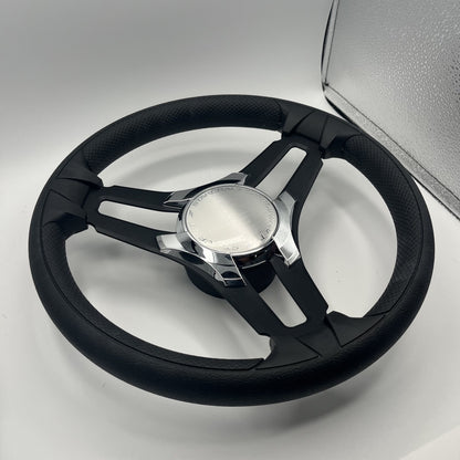 Gussi Italia Marine Steering Wheel Black Brush Metal Spokes | Starcraft