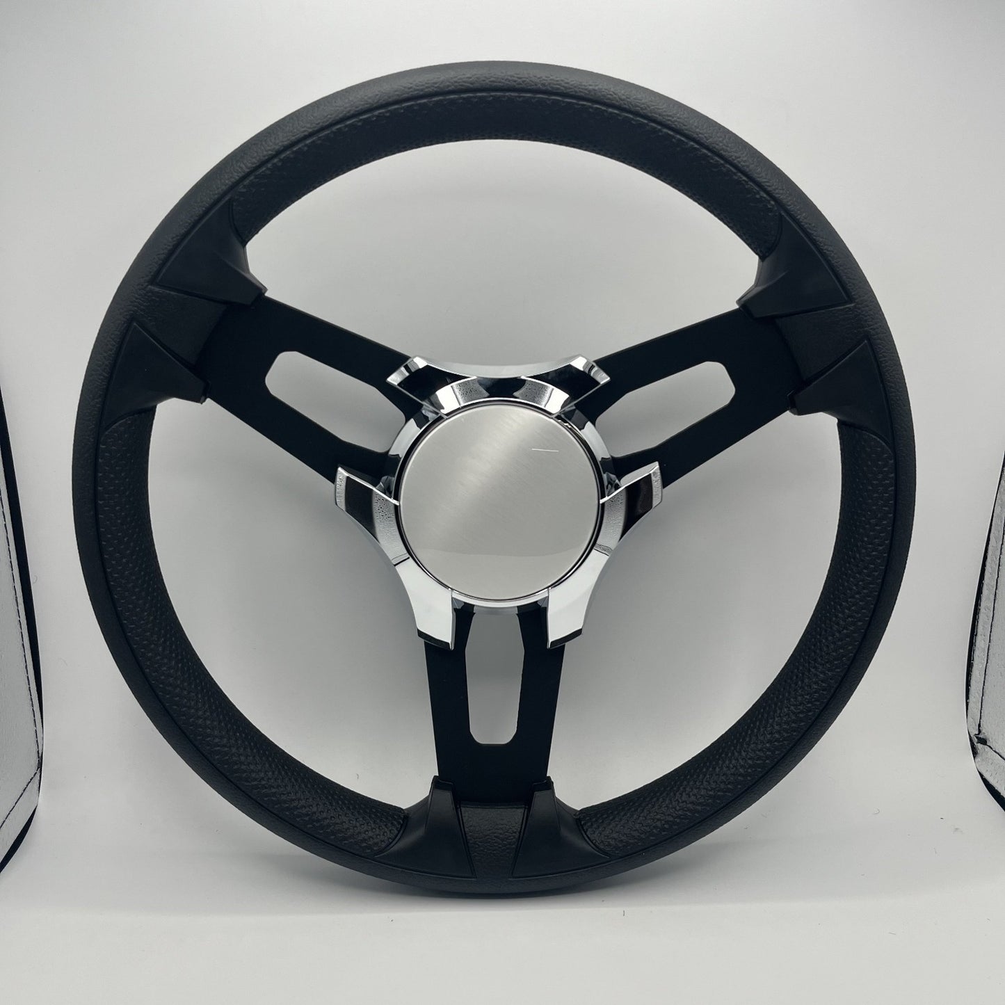 Gussi Italia Boat Model 15 Steering Wheel Black Brushed Alum Spokes |Plain