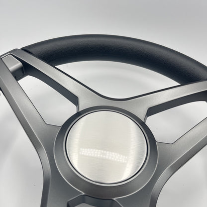 Molino Gray w/Soft Touch Urethane Rim Boat Steering Wheel | Plain