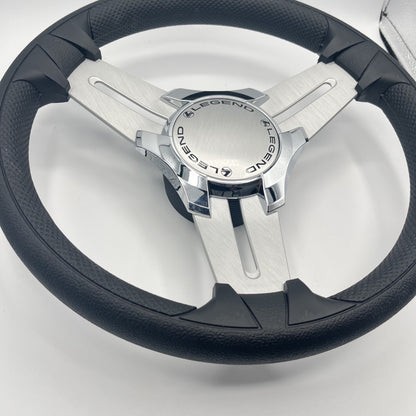 Model 15 Marine Steering Wheel Brush Alum Spokes | Legends Boats Chrome