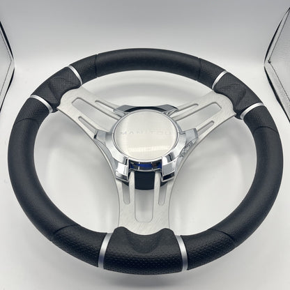 Gussi Italia Boat Steering Wheel Brushed Aluminum Spokes | Manitou Boats