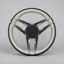 Cobalt Boat Steering Wheel Stainless Steel Spoke Blue Leather Rim | Cobalt Logo