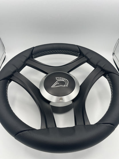 Durello Marine Steering Wheel, Black Leather Rim