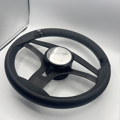 Badia Boat Steering Wheel Brushed Black Aluminum Spokes | SeaRay Boats