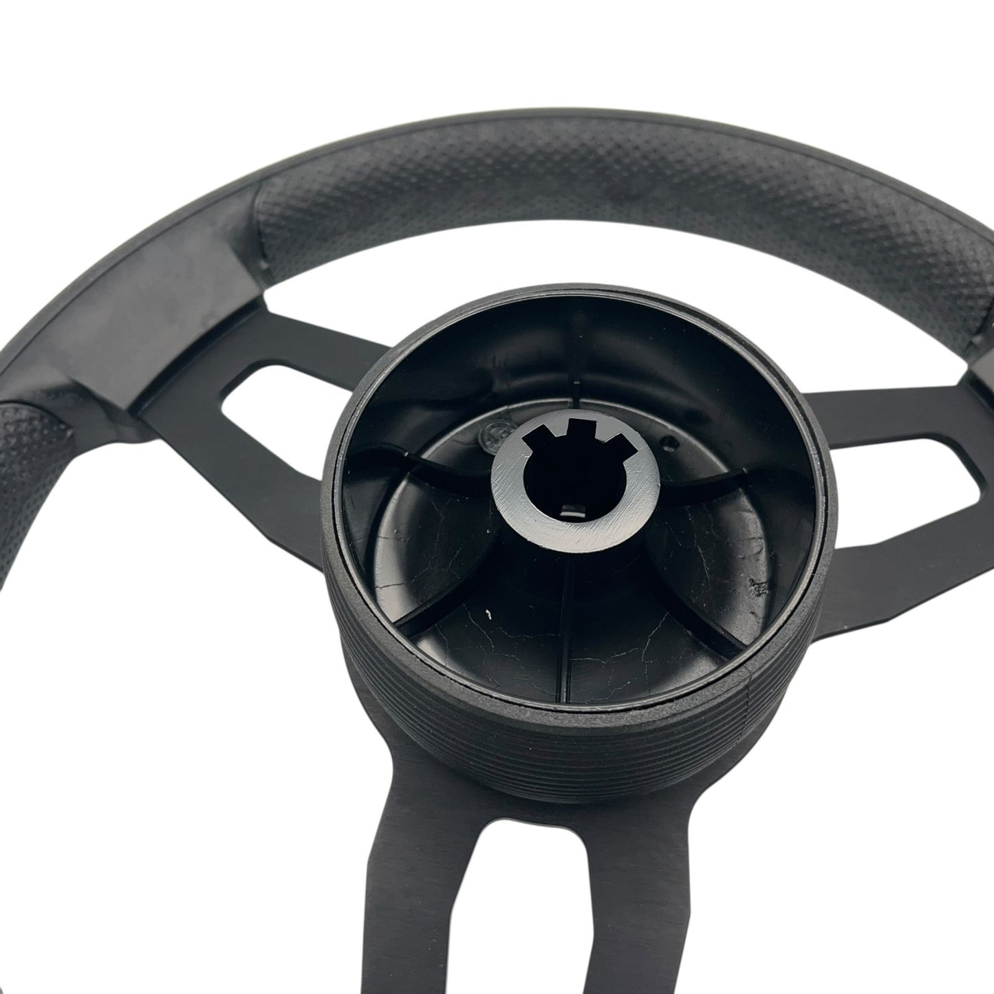 Model 15 Marine Steering Wheel Black Brushed Aluminum Spokes | Bennington