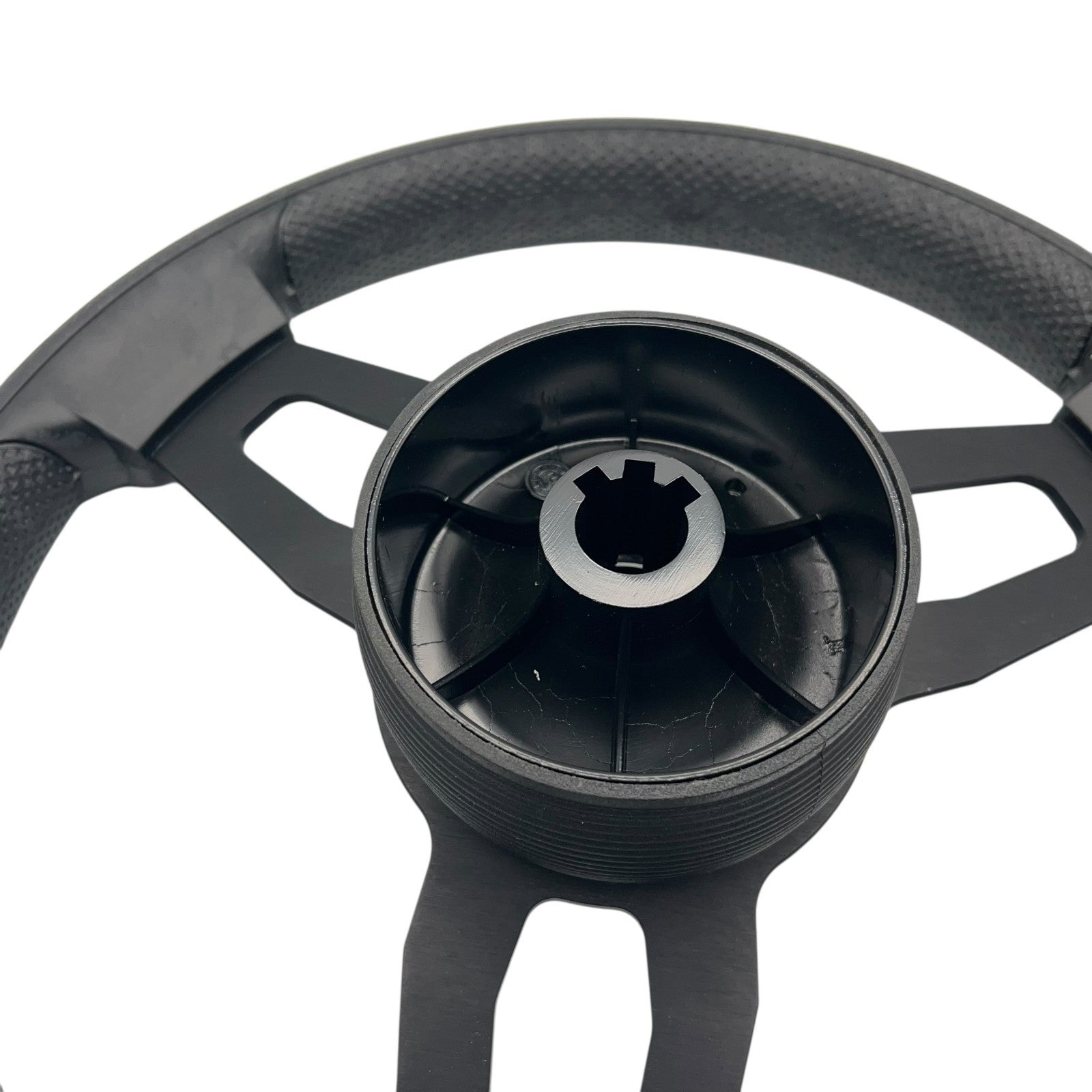 Model 15 Marine Steering Wheel Black Brushed Aluminum Spokes | Bennington