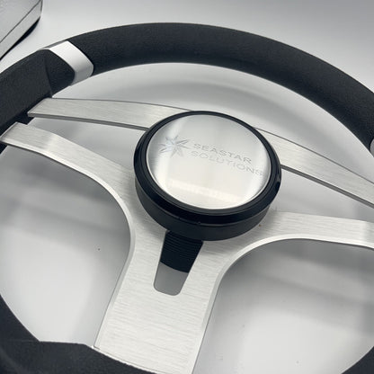 Badia Boat Steering Wheel Brushed Aluminum Spokes | Seastar Solutions
