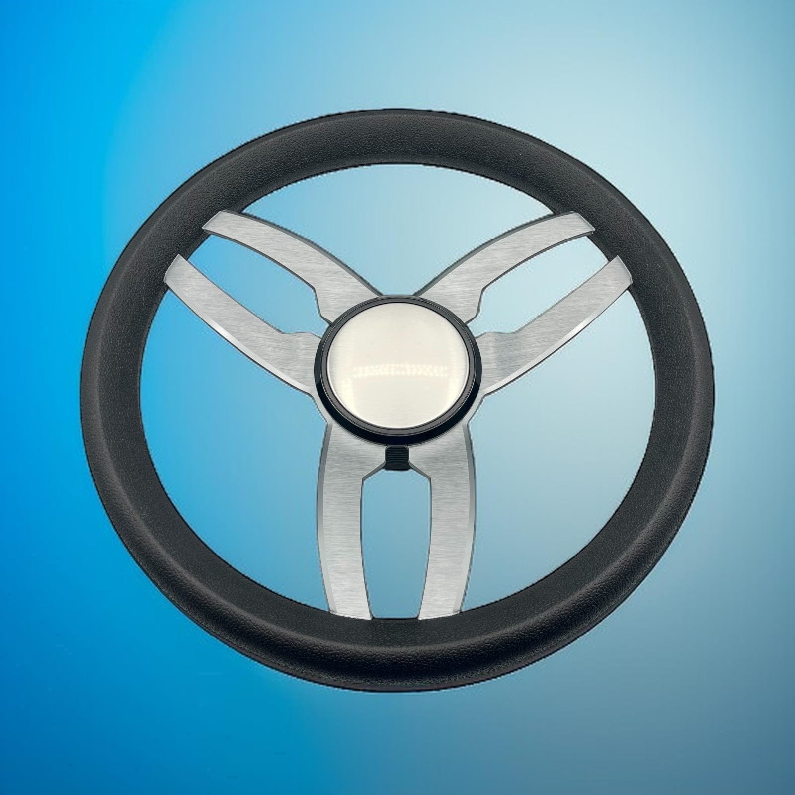 Cabrio Boat Steering Wheel Gray Brushed Alum Spoke | Plain