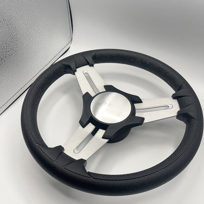 Model 15 Marine Steering Wheel Brushed Aluminum Spokes | Crest Logo