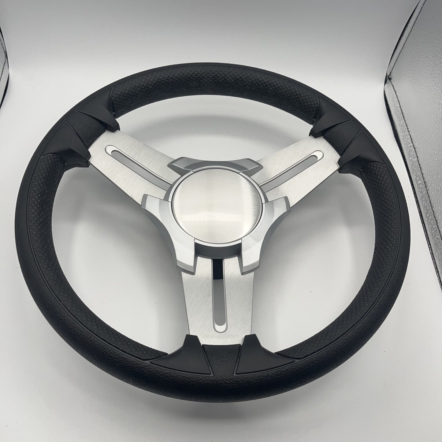 Model 15 Marine Steering Wheel Brushed Aluminum Spokes | Blank Center