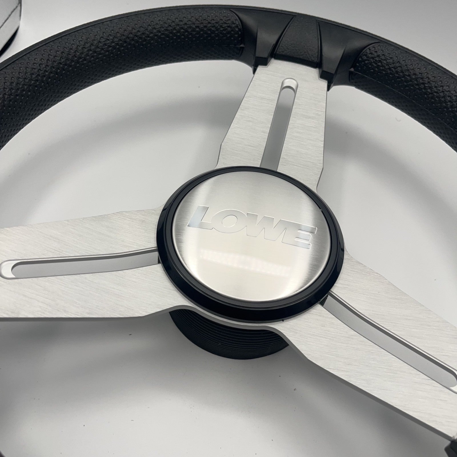 Model 15A Marine Steering Wheel Brushed Alum Spokes | Lowe Boats Cap