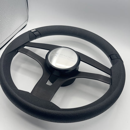 Badia Boat Steering Wheel Brushed Black Aluminum Spokes | Seastar Solutions