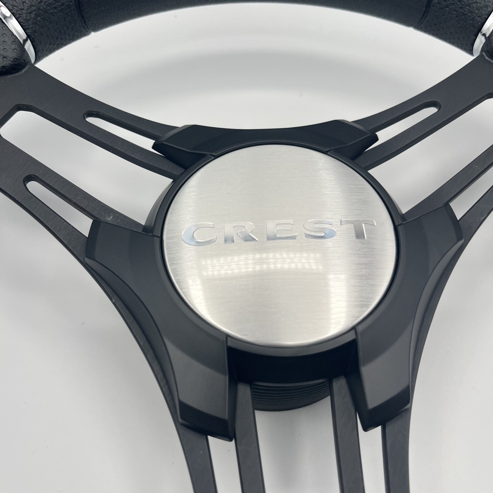 Gussi Italia Boat Steering Wheel Black Brushed Alum Spokes | Crest