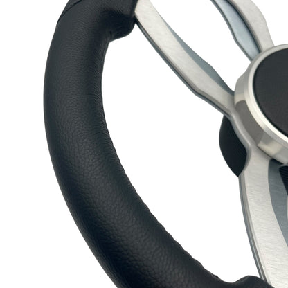 Garda Boat Steering Wheel Brushed Dual Spoke Alum | Plain Center Cap