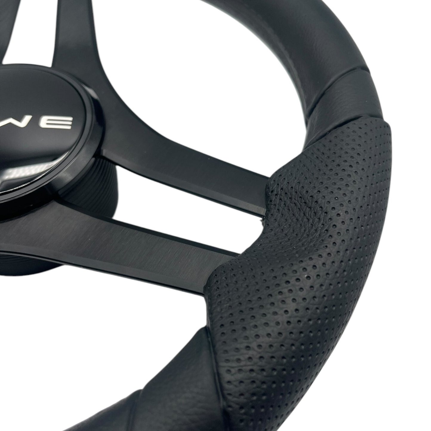 Molinara Marine Steering Wheel Black Brushed Aluminum Spokes | Lowe