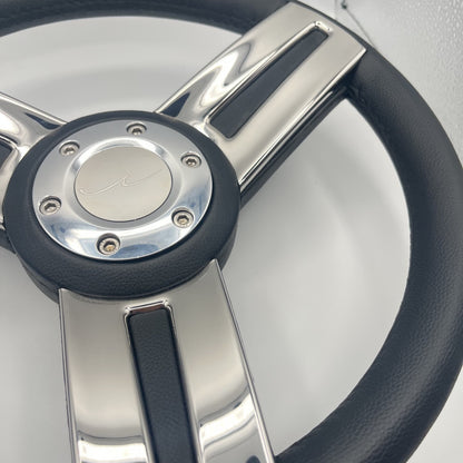 Gussi Italia Marine Steering Wheel Stainless Spoke Soft Touch Rim | Blue Wave