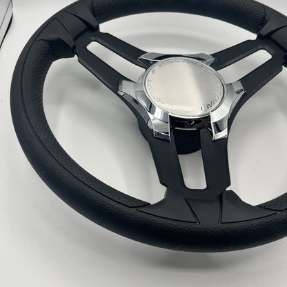 Gussi Italia Marine Steering Wheel Black Brush Metal Spokes | Starcraft