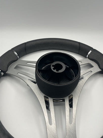 Verona Boat Steering Wheel Gray Brushed Aluminum Spokes | Gussi Italia